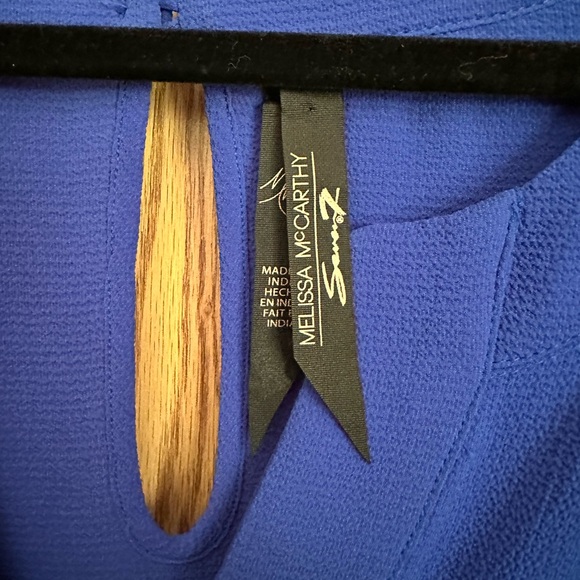 Melissa McCarthy Seven7 blouse high low v-neck sleeveless pin tuck 1X EUC blue - Picture 3 of 6